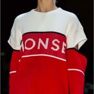 Monse Red and White Cut Out Sweater.